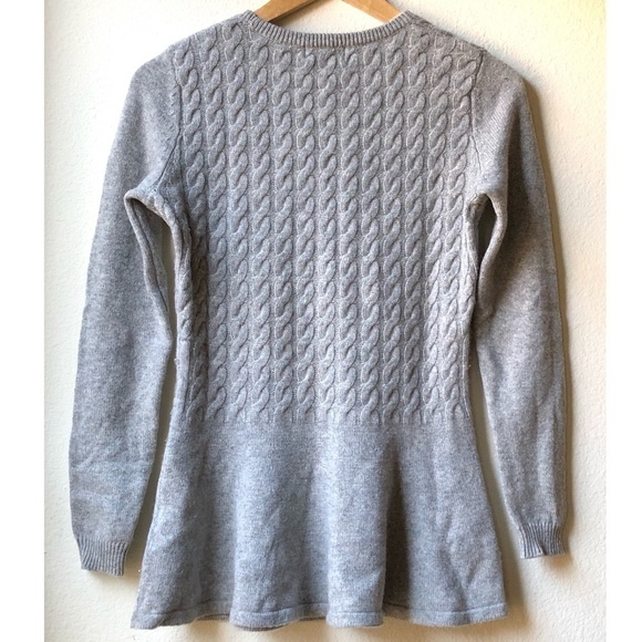 Neiman Marcus Cable knit Gray Peplum Sweater - S - Picture 6 of 11